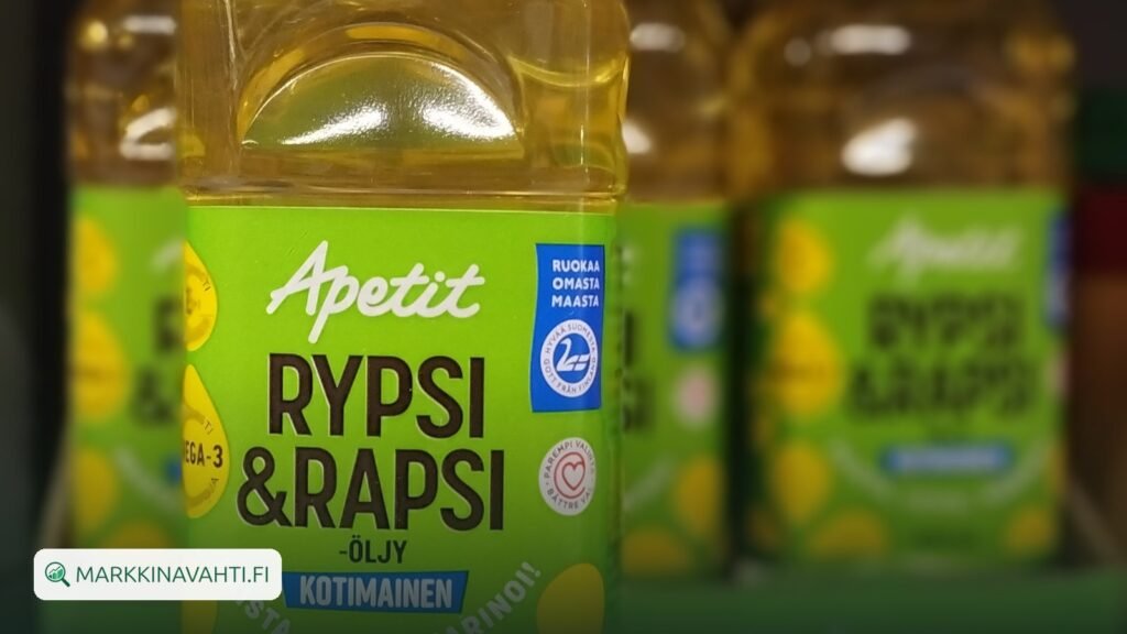 Apetit Rypsi & Rapsi -öljypullo kaupan hyllyllä
