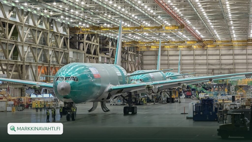 Boeing 777X -runkoja Everettin tehtaan kokoonpanolinjalla