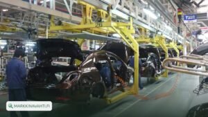 Autojen kokoonpanolinja Geelyn tehtaalla Ningbossa Kiinassa